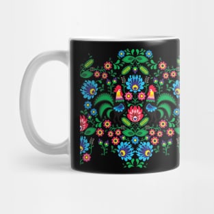 Polish traditional ornament on the black background Mug